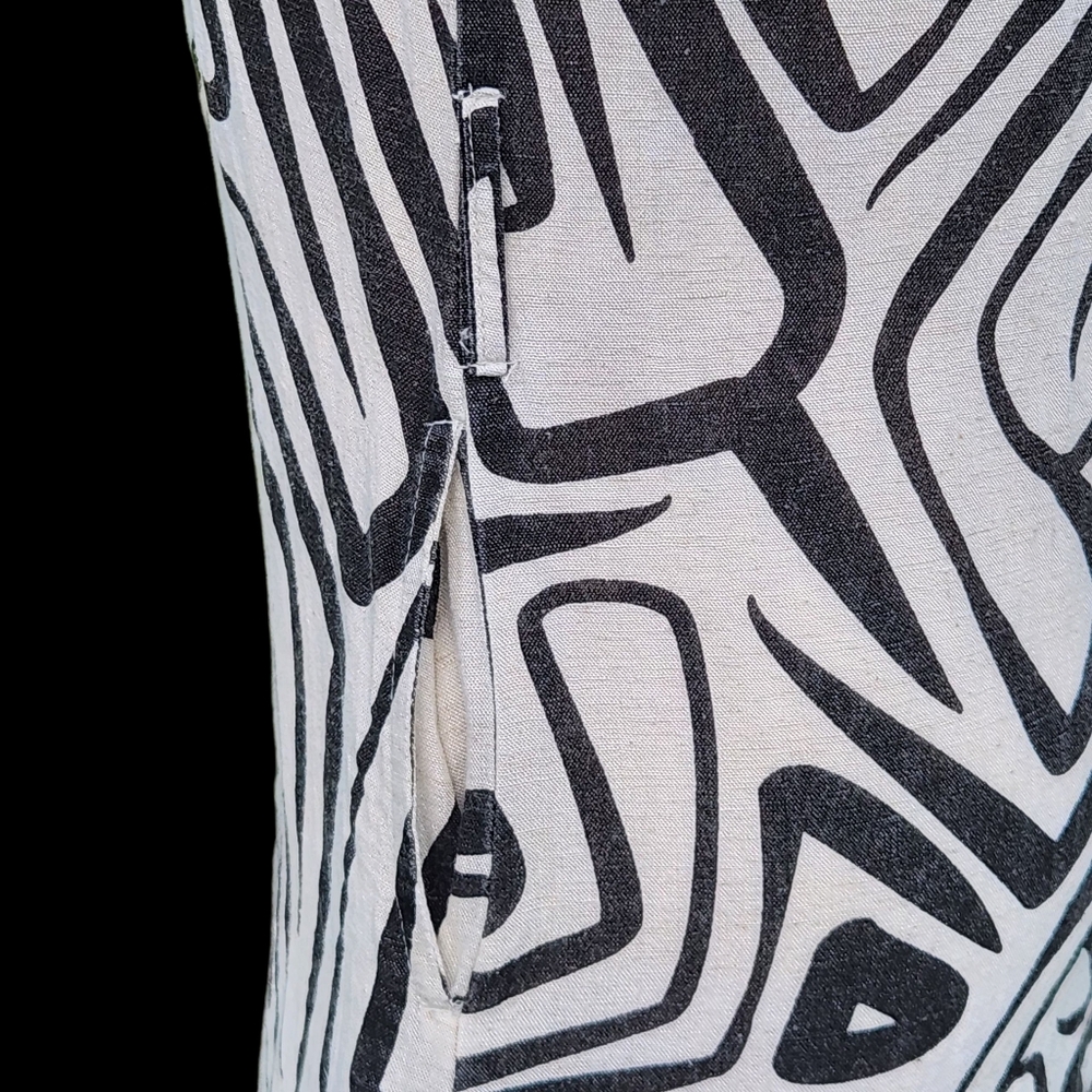 Women's Sz Small Dress Cotton Flax Abstract Maxi Artsy Lagenlook Art - Picture 5 of 10